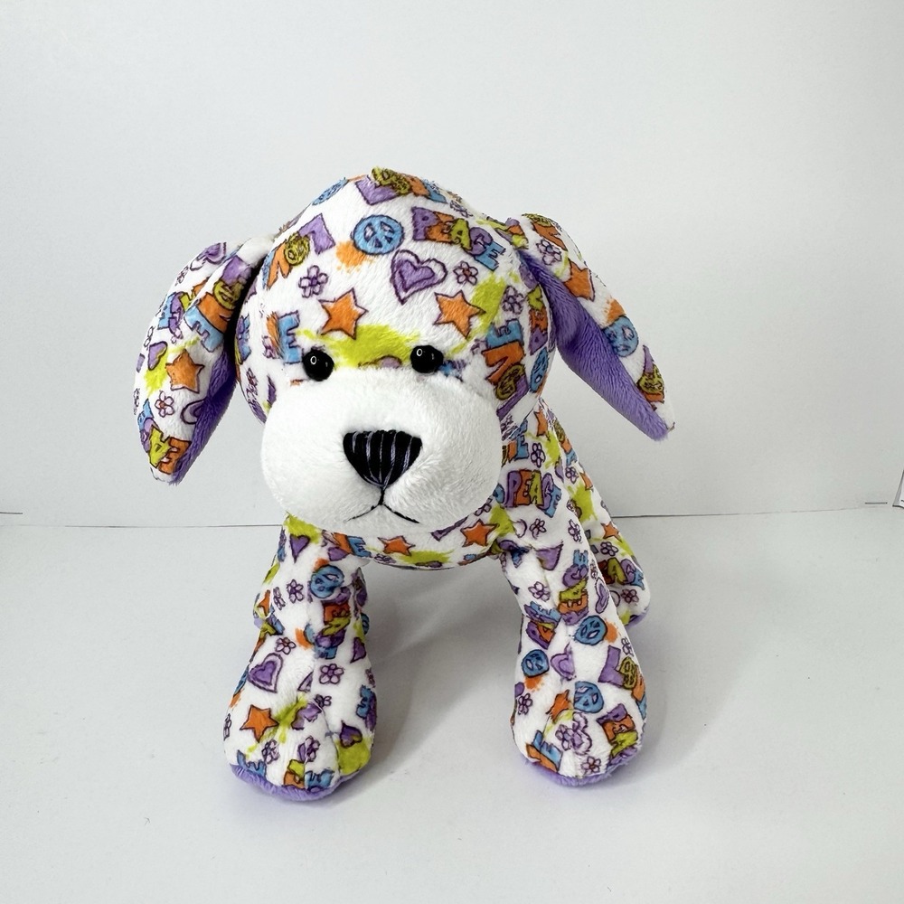Ganz Webkinz Peace 'N Love Puppy HM721 Plush Beanbag Stuffed Animal Toy NO CODE